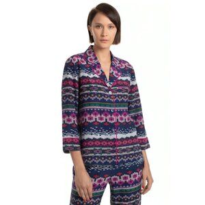 💕TRINA TURK💕 Ira 3 100% Silk Pajama Style Top ~ Fairisle Print Small S NWT
